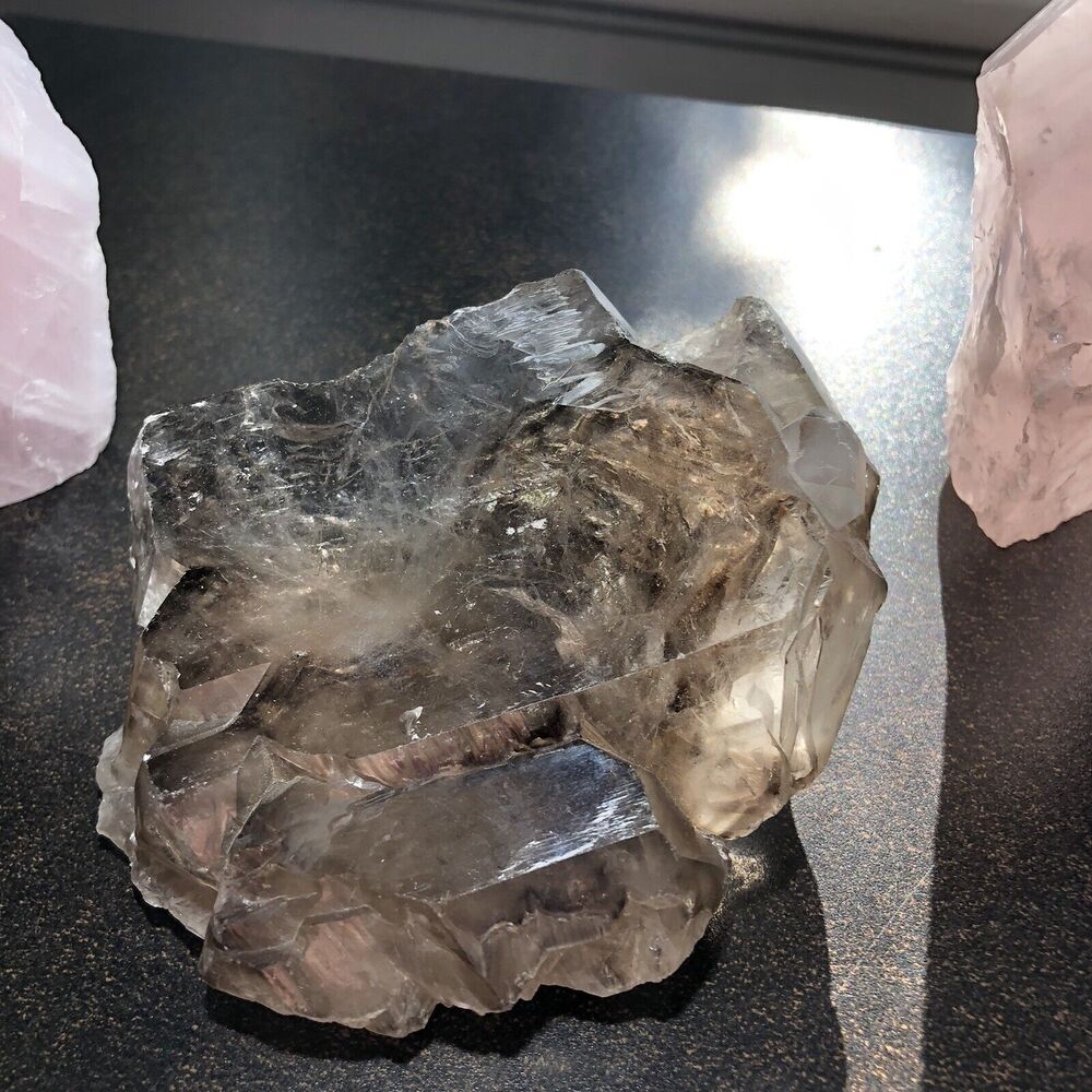 Elestial Smoky Quartz, Rose Quartz & Agate Set  Heart Healing & Balance Crystals - Picture 4 of 9